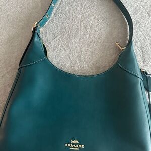 COACH Teal Ella Shoulder Bag with Gold Hardware